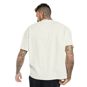 Camisetas de algodón 100% para hombre, novedad de verano, Camiseta básica de gran tamaño con cuello redondo, blanco sólido de alta calidad, 230Gsm - Product Image 2