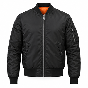 Chaqueta Bomber MA-1 para Hombre, Cuello Alto, Cierre de Cremallera, Logotipo Frontal, Exterior de Lona, Forro de Poliéster, Ropa de Invierno - Product Image 1