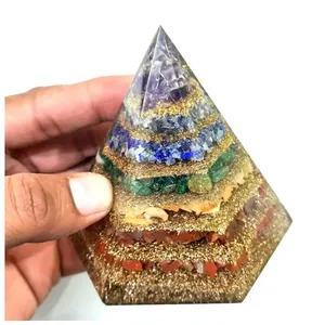 Pyramide d'orgone 7 chakras, cristal de guérison, pierre précieuse, Reiki, bouddhisme, décoration, cadeau - Product Image 1