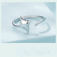 925 argent et or blanc Unique Ocean Manta Ray plaqué rhodium bague réglable Style classique pour mariage ou fête