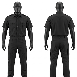 Uniforme de sécurité tactique noir en polycoton premium 240 GSM, tenue de patrouille avec poches cargo, uniforme de garde de sécurité - Product Image 2