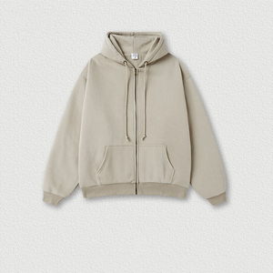 <b>Men's</b> Oversized <b>Black</b> Zip-Up Fleece Hoodie Polyester/Cotton Regular Fit Solid Color Pocket Design Breathable Waterproof Autumn - Product Image 3