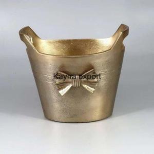 Fancy Classic Decorative Embossed Style Gold Eco-Friendly for Bucket Handicraft Aluminum Metal <b>Wine</b> Chiller - Product Image 5