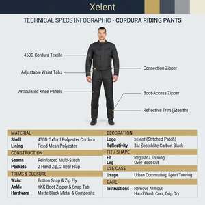 Pantalon de moto pour homme, prêt pour la protection CE, imperméable, coupe articulée, résistant au vent, en textile Cordura premium, pour l'aventure et le touring, OEM - Product Image 5