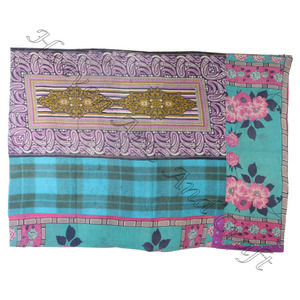 Antique <b>Kantha</b> <b>Quilts</b> Indian Reversible Hand Stitched Heavy Throw Old Sari Blanket Patch Work Heavy 3 to 7 Layer <b>Kantha</b> <b>Quilt</b> - Product Image 3