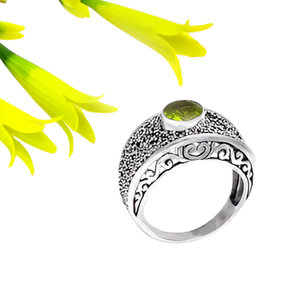 Anillo de Plata de Ley 925 con Piedra Preciosa de Peridoto, Anillo Clásico y Elegante de Plata con Baño de Rodio para Boda, Regalo, Fiesta, Unisex - Product Image 5