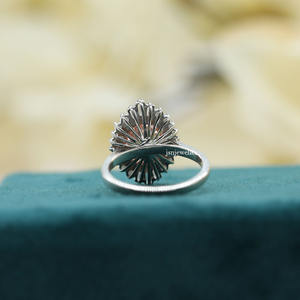 Lujoso anillo de compromiso de Plata de Ley 925 para mujer, Diamante redondo rosa cultivado en laboratorio con doble ajuste de Halo, anillo de regalo IGI de moda - Product Image 4