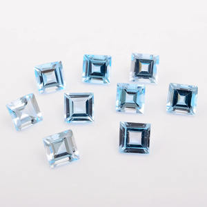 Topaze bleu ciel naturelle de qualité AAA, facettée carrée, 12x12 mm, pierre précieuse en vrac pour la fabrication de bijoux - Product Image 5