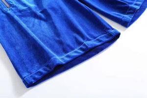 2022 hommes bleu velours velours décontracté Shorts de haute qualité avec poches zippées en gros plaine teint velours vêtements courts - Product Image 6