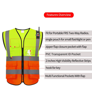 Manufacture High Visibility Safety Vest Multi Pocket Multi Color Traffic Road Reflective Safety Vest <b>Clothing</b> Safety Vest - Product Image 4