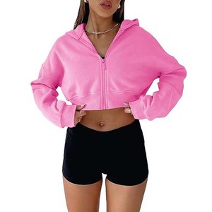 Best Selling Womens Zipper Cropped Hoodie For Gym And Fitness Use Breathable <b>Material</b> Cropped Hoodie By Maven Togs - Product Image 1