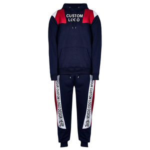 Chándal informal de algodón 100 por ciento con Top de manga completa con logotipo personalizado y pantalones largos para deportes o uso diario - Product Image 2