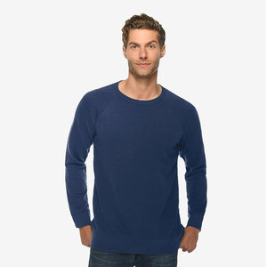 Sweat-shirt à manches longues texturé à col rond pour homme, bleu marine, unisexe, en molleton français, sweat-shirt à col rond - Product Image 1