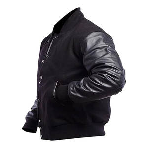 Chaqueta Universitaria para Hombre, Chaqueta Universitaria de Cuero Genuino con Mangas de Lana, Chaqueta Bomber de Béisbol para Escuela Secundaria - Product Image 4