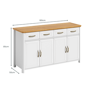 Modern <b>White</b> Sideboard <b>Cabinet</b> with Wood Top and Brass Handles for Kitchen <b>Storage</b> - Product Image 6