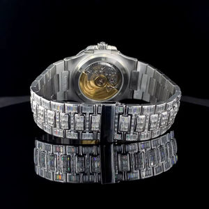 Montre-bracelet en verre carré glacé en quartz personnalisée, luxe, pour homme, en acier inoxydable, style hip-hop, avec ceinture, diamant moissanite, entièrement noire - Product Image 4