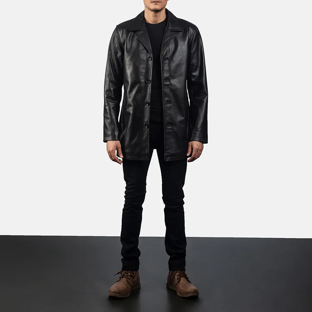 Stand Collar Slim Extra Size Business Gentleman Warm Zipper Cardigan PU Leather Jacket