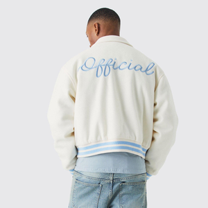 Haute Qualité Personnalisé Hommes Collège Baseball Bomber Veste Chenille Broderie Letterman Crop Leatherman Stand Varsity Style - Product Image 4
