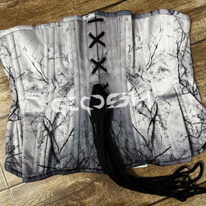 Corset Gothique en Satin pour Halloween avec Imprimé Lune Pleine et Chauves-souris, Corset Amincissant la Taille, Fournisseur de Corsets en Gros Pakistan - Product Image 4