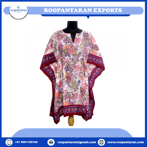 Latest Stylised Cotton <b>Kaftan</b> Free Size Pure Cotton Hand Block Printed Fashionable Beach <b>Kaftans</b> for Wholesale Price - Product Image 2