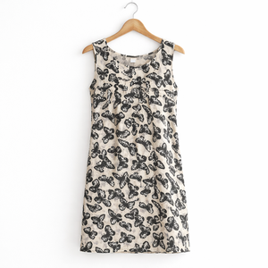 Robe chemise décontractée chic, robe droite sans manches, longueur courte, imprimé en mousseline de soie - Product Image 1