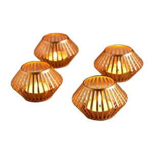Juego de 4 luces en forma de cuenco de metal, portavelas para decoración del hogar, decoración de jardín, sala de estar - Product Image 1