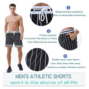 กางเกงบาสเก็ตบอลผู้ชายสไตล์เรโทรลำลอง มีกระเป๋า ผ้าตาข่าย ระบายอากาศ สำหรับออกกำลังกาย เล่นกีฬา ฝึกซ้อม มีเชือกผูก ลายเรียบ - Product Image 3