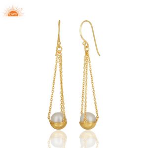Meilleure vente de boucles d'oreilles en argent sterling plaqué or 18 carats pour les fêtes, événements spéciaux Demi Fine Jewelry Fournisseur - Product Image 2