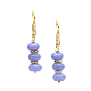 Handcrafted Gold Spacer Round Beads & Plated Hook Birthstone Fashion Jewelry Tanzanite Gemstone Dangle <b>Earrings</b> - Product Image 2