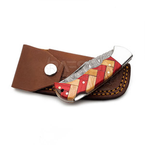 Cuchillo de bolsillo plegable multifunción de acero inoxidable con cuchillo plegable de acero de Damasco cuchillo con mango de hueso - Product Image 5