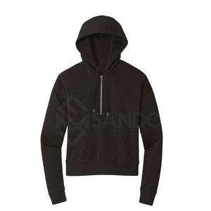 เสื้อฮู้ดซิปครึ่งตัวสำหรับผู้หญิง ปี 2025 ผลิตตามสั่ง ผ้าฝ้าย 100% น้ำหนัก 280 กรัม สไตล์สตรีทแวร์สำหรับฤดูหนาว พร้อมโลโก้ด้านหน้า คอฮู้ด ทนทาน - Product Image 6