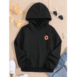 Nuevo diseño de mujer 100% algodón tejido invierno manga larga hombro pendiente cuello impreso cómodo pulóver Sudadera con capucha frontal - Product Image 2