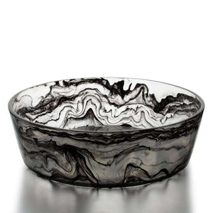 Bol à salade en résine fait main ODM, blanc et noir, avec texture marbrée et motif tourbillon aquatique, bol à fruits utilisé à la maison, agate - Product Image 1