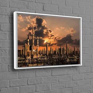 Élégante toile islamique imprimée 1P - Scène du Masjid Nabawi, 1P - encadrée en blanc - Product Image 1