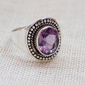 Vintage Style Amethyst Gemstone 925 Sterling Silver Birthstone Ring February Gift For Women Fine Jewelry - Product Image 1