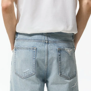 กางเกงขาสั้นผู้ชายรัดรูปวินเทจสไตล์ขาดลำลองฤดูร้อน - Product Image 6