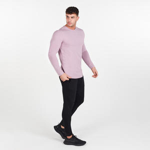 Camisetas Casuales de Hombre a la Moda, Nueva Colección Verano 2026, Manga Larga, Sin Cuello, Estilo Juvenil, Hechas de Algodón, Color Liso, Venta al Por Mayor - Product Image 6