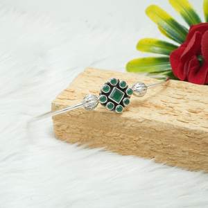 กำไล925สเตอร์ลิงเงินแฟชั่นทำด้วยมือปรับได้กำไลพลอยมรกตของขวัญเครื่องประดับเงิน - Product Image 3