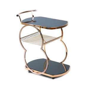 Lujoso Hotel Restaurante Decoración Muebles Suministros de alimentos Sirviendo carrito de vidrio de metal Venta caliente Carro decorativo - Product Image 1