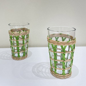 Seagrass glassware sleeve for <b>cup</b> cover weaving holder <b>tumbler</b> sleeves drinking accessories - Product Image 5