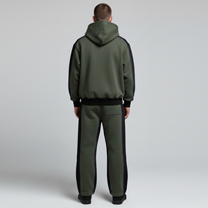 ชุดแจ็คเก็ตผ้าฝ้ายแบบมีแถบสะท้อนแสงสองชิ้นพร้อมซิป และกางเกงวอร์ม ชุดออกกำลังกาย ชุดวิ่ง ชุดฟิตเนส สำหรับผู้ชาย - Product Image 4