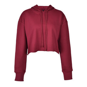 Venta al por mayor nuevas mujeres de moda 100% algodón pulóver Crop Hoodies transpirable térmica invierno sudaderas con capucha logotipo personalizado frente con capucha - Product Image 1