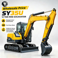 Mini-excavatrice d'occasion en bon état, faible encombrement 3,5 tonnes, zéro recul de queue, mini-excavatrice sur chenilles, rapport d'inspection et de test disponible