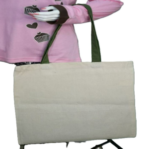 Sac de plage écologique pour femmes, 100% coton, fermeture éclair, motif uni, style anglais et japonais, musique, multi-usages - Product Image 5