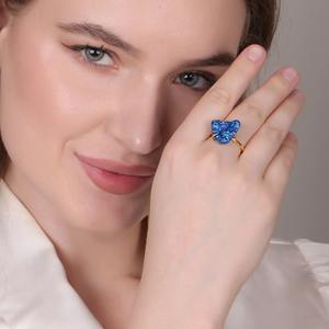 Bague Druzy paon à la mode en plaqué or accessoire de mode réglable pour les femmes adaptées à un usage quotidien - Product Image 5