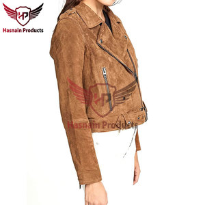 Venta al por mayor de chaquetas cortas de cuero de motorista de las mujeres con cierre de botón-Prendas de abrigo de moda de calidad superior para los minoristas - Product Image 2