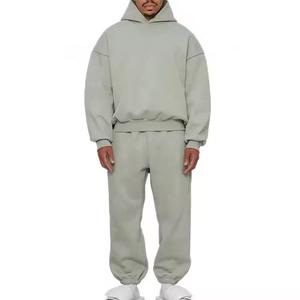 Impresión personalizada 100% algodón para hombre Casual bordado y parche trabajo Color sólido 2 piezas Jogger conjunto ácido lavado chándal para hombres - Product Image 2