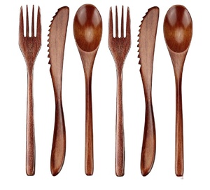 Fourchette à cuillère en bois de conception à la mode la plus demandée ensemble de cuillère à fourchette de restauration rapide ensemble de couverts en bois attrayant - Product Image 1