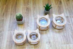 Bols Mangeoire pour chat avec bols en acier inoxydable Bols surélevés en bois de bambou pour chiens de grande taille - Product Image 6