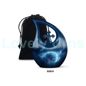 Beautiful Cross Tear Drop Galaxy Cremation Urn for Human Ashes Decorative Tear Drop Keepsake Urn With Free <b>Velvet</b> <b>Bag</b> - Product Image 1